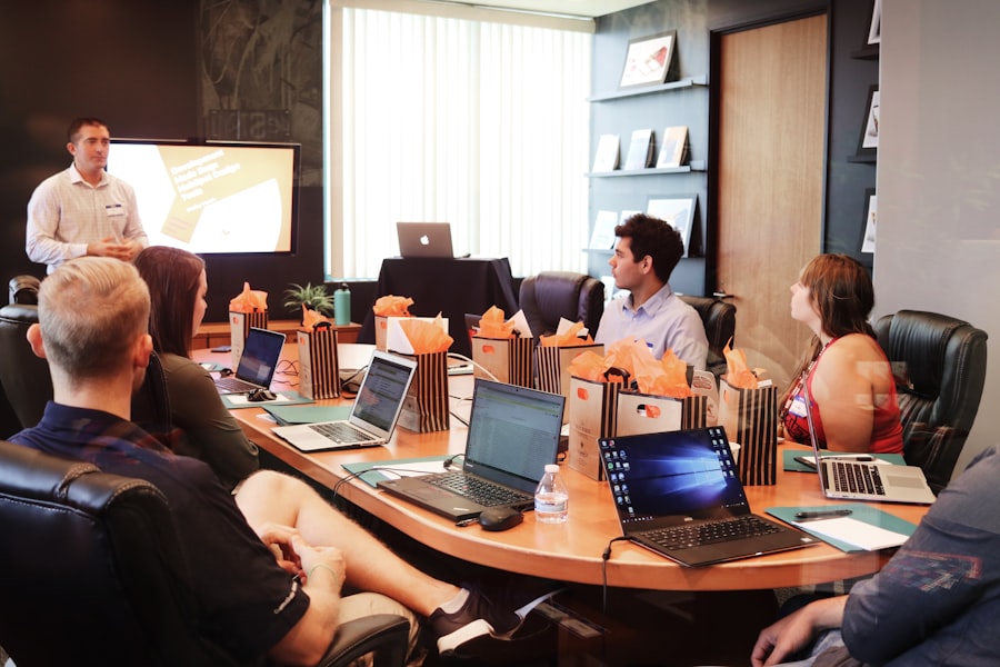 Weekly partner performance review in the conference room